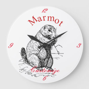 Reloj Redondo Grande Trineo de animales de la marmota