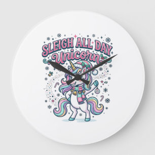 Reloj Redondo Grande Trineo de Unicornio Todo el Día Merch Encantador d