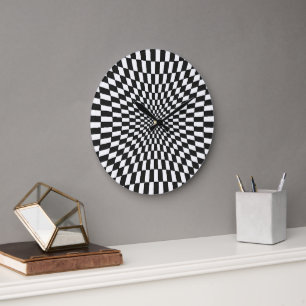 Reloj Redondo Grande Trippy Black and White Check