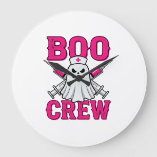 Reloj Redondo Grande Tripulación de Boo Enfermera Fantasma Halloween