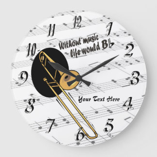 Reloj Redondo Grande Trombone sin vida musical sería WallClock plano