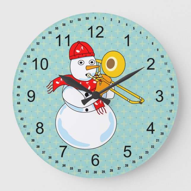 Reloj Redondo Grande Trombone Snowman (Anverso)