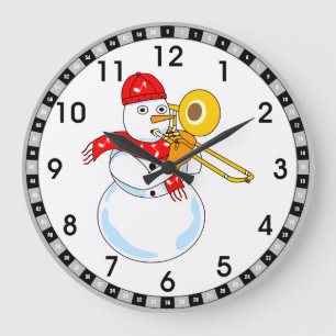 Reloj Redondo Grande Trombone Snowman