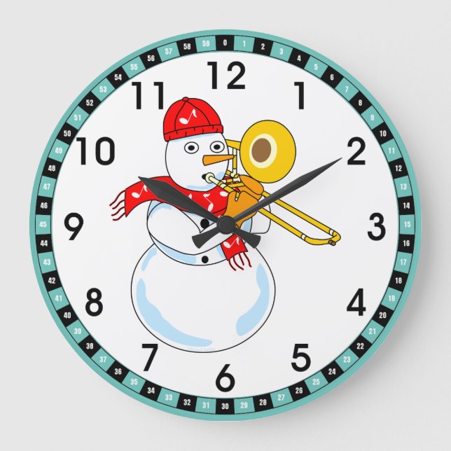 Reloj Redondo Grande Trombone Snowman (Anverso)