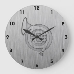 Reloj Redondo Grande Trompa cepillada de la metal-mirada