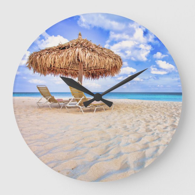 Reloj Redondo Grande Tropical Beaches | Aruba Sandy Beach (Anverso)