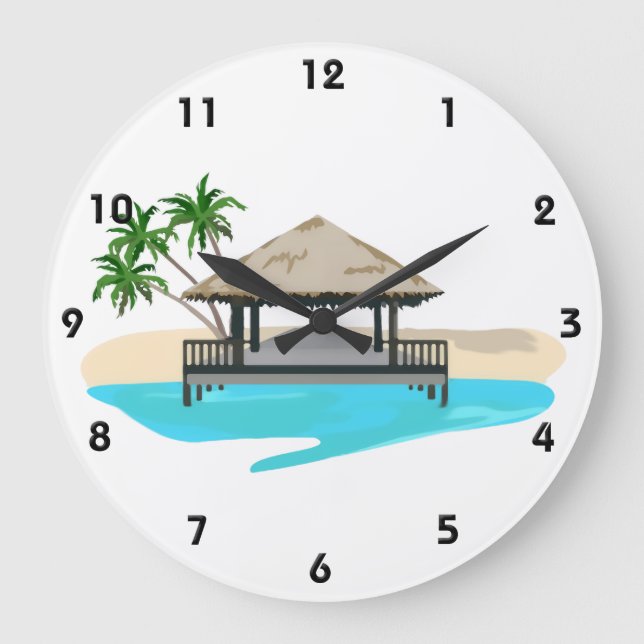 Reloj Redondo Grande Tropical Island Welcome Dock (Anverso)