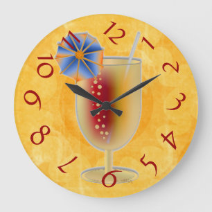 Reloj Redondo Grande Tropical Party Glass Drink