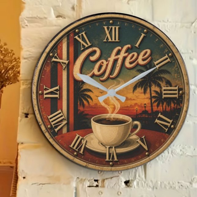 Reloj Redondo Grande Tropical Sunset Coffee (Subido por el creador)
