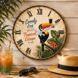 Reloj Redondo Grande Tropical Toucan