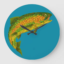 Reloj Redondo Grande Trucha arco iris de hoja de lápiz 4