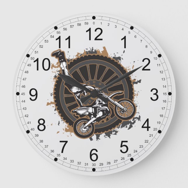 Reloj Redondo Grande Truco del motocrós (Anverso)