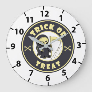Reloj Redondo Grande Truco o tratar el carácter de pañal gris de Hallow