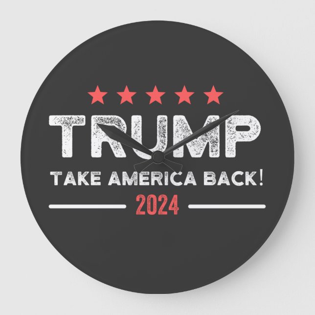 Reloj Redondo Grande Trump 2024 Take America Back (Anverso)