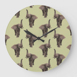 Reloj Redondo Grande Trumpeando al elefante