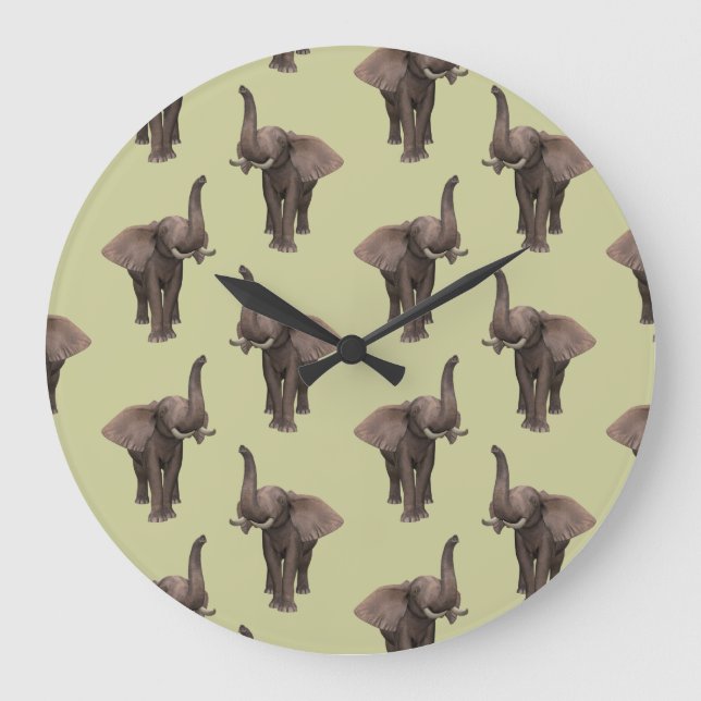 Reloj Redondo Grande Trumpeando al elefante (Anverso)