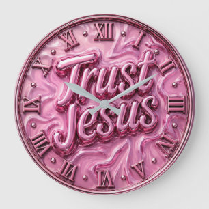 Reloj Redondo Grande Trust Jesus Pink Marble