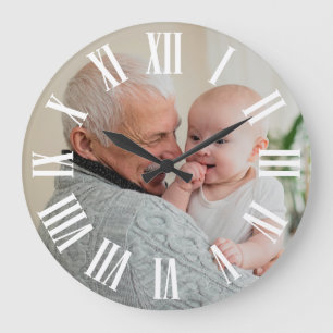 Reloj Redondo Grande Tu Foto Aquí Negrita Números Romanos