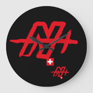 Reloj Redondo Grande Tu inicial letra N, letra SUISSE v TRACE