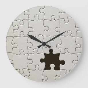 Reloj Redondo Grande Tú Me Completas Romántico Rompecabezas Blanco y Ne