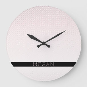 Reloj Redondo Grande Tu nombre Rayas de ormbre Rosa delgadas y sublte