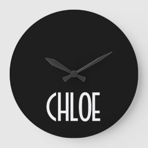 Reloj Redondo Grande Tu nombre, texto blanco en negrita Negro