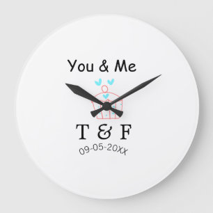 Reloj Redondo Grande Tú y yo taza de pastel rojo día de San Valentín no
