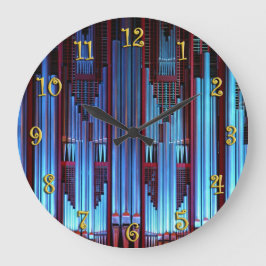 Reloj Redondo Grande Tuberías de órganos azules