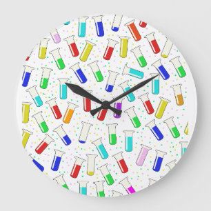 Reloj Redondo Grande Tubos de ensayo de vidrio de dibujos animados