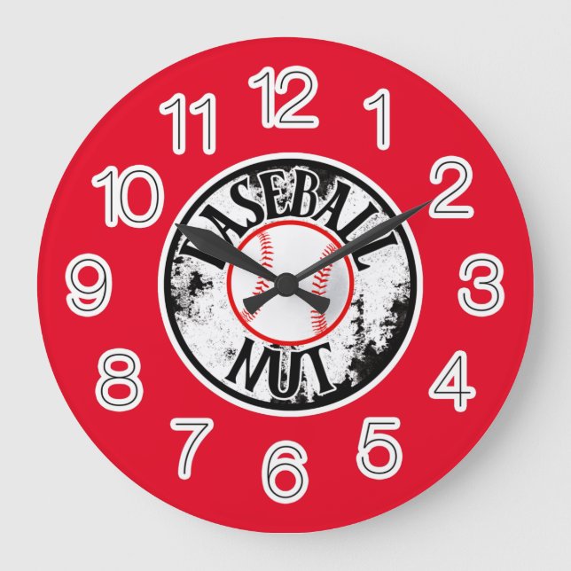 Reloj Redondo Grande Tuerca de béisbol reloj grande (Anverso)