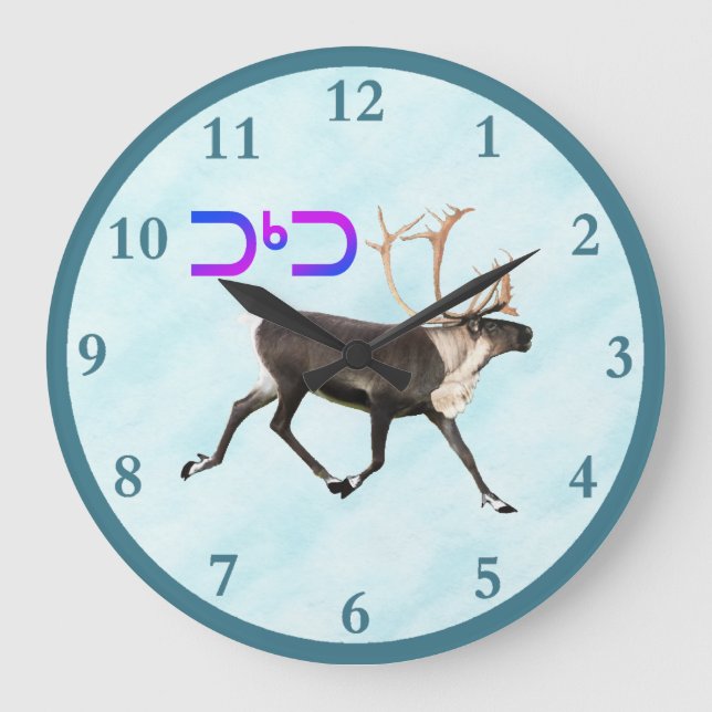 Reloj Redondo Grande Tuktu - Caribou On Snow (Anverso)