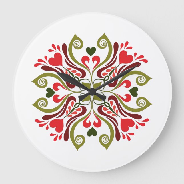 Reloj Redondo Grande Tulip Floral Motif húngaro (Anverso)