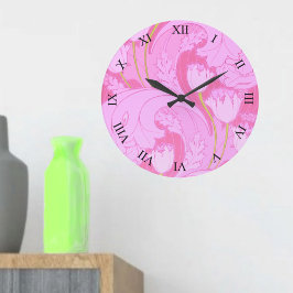 Reloj Redondo Grande Tulip Floral rosa