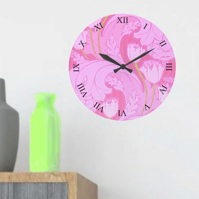 Reloj Redondo Grande Tulip Floral rosa (Subido por el creador)