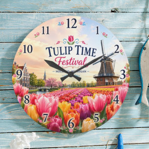Reloj Redondo Grande Tulip Time Festival Holland Michigan Dutch Tulip