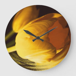 Reloj Redondo Grande Tulipán amarillo romántico