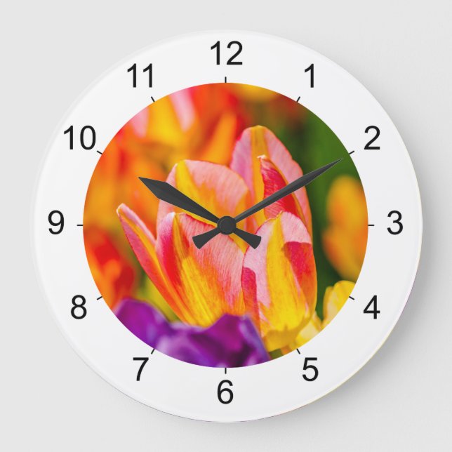 Reloj Redondo Grande Tulipanes encantadores (Anverso)