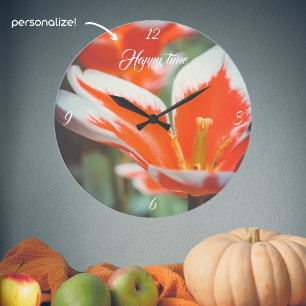Reloj Redondo Grande Tulipanes rojos