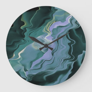 Reloj Redondo Grande Turbulencia azul Pour Acrílico Resumen de arte