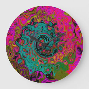 Reloj Redondo Grande Turquesa alucinante remolino líquido abstracto ret