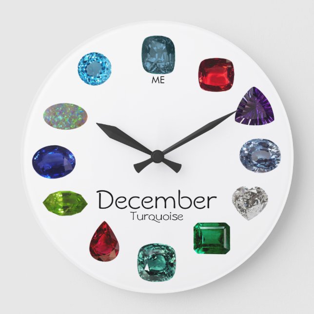 Reloj Redondo Grande Turquesa, piedra de nacimiento de diciembre (Anverso)