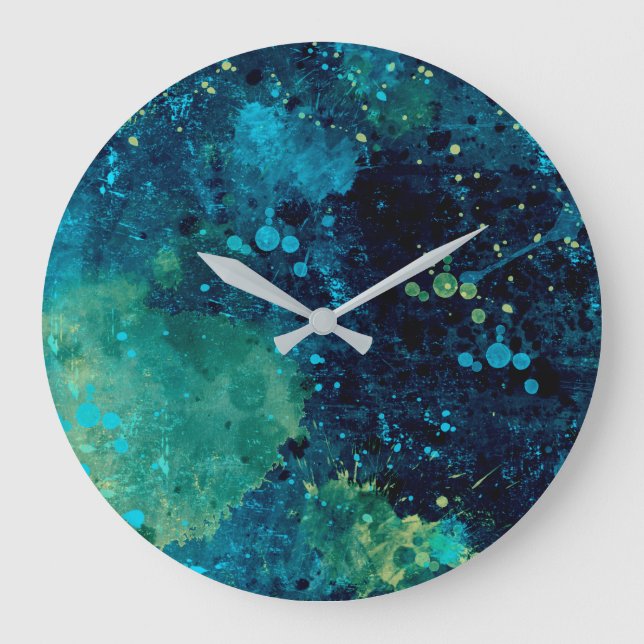 Reloj Redondo Grande Turquesa y amarilla (Anverso)