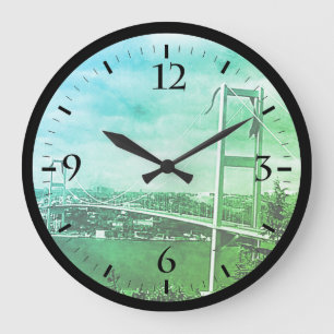 Reloj Redondo Grande Turquía Vintage Estambul puente Bósforo Gran Clo