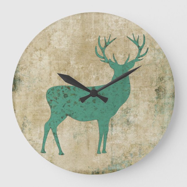 Reloj Redondo Grande Turquoise Buck Silhouette Clock (Anverso)