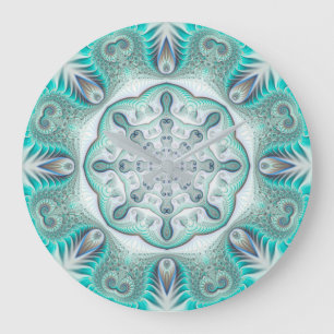 Reloj Redondo Grande Turquoise Coral Reef Mandala