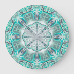 Reloj Redondo Grande Turquoise Coral Reef Mandala