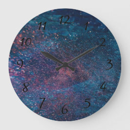 Reloj Redondo Grande Turquoise Galaxy Paint Sparkles