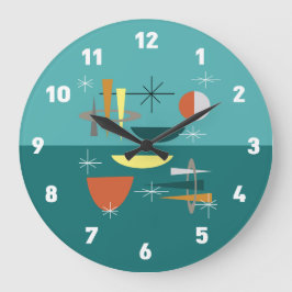 Reloj Redondo Grande Turquoise Mid Century Moderno