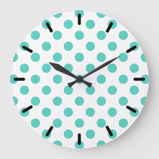 Reloj Redondo Grande Turquoise polka dots (Anverso)