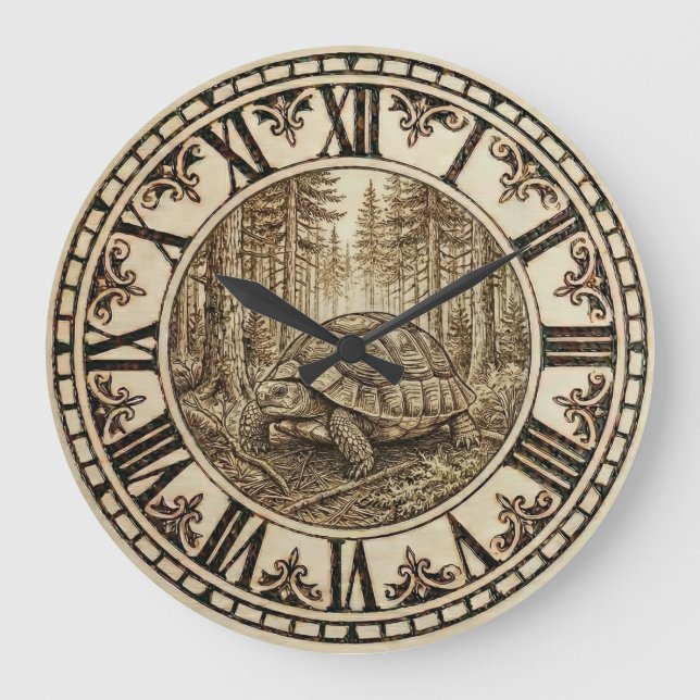 Reloj Redondo Grande Turtle Wooden Wall Clock  (Anverso)